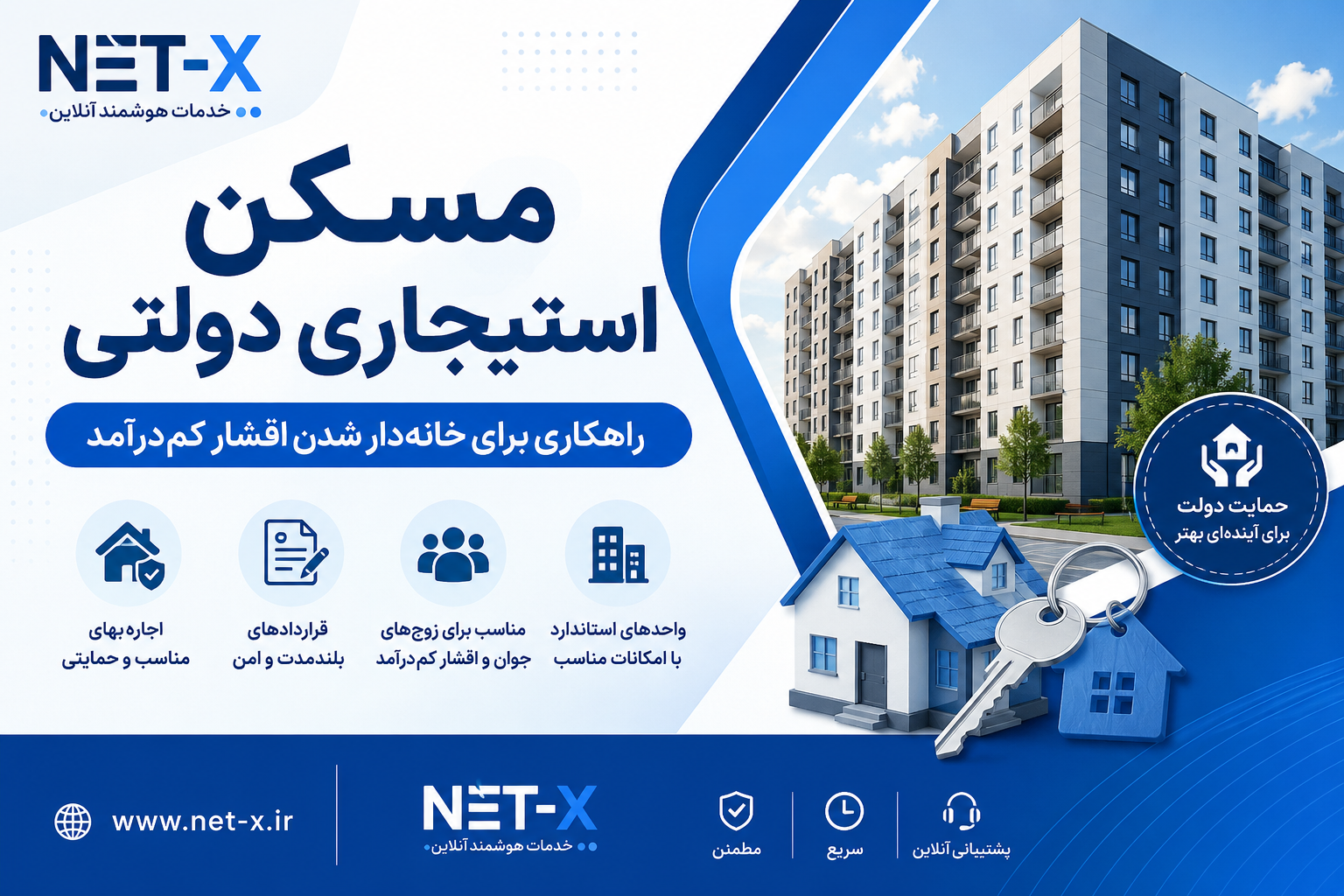 مسکن استیجاری دولتی؛ معرفی شرایط ثبت‌نام، مزایا و جزئیات طرح اجاره‌داری دولتی با طراحی اختصاصی NET-X