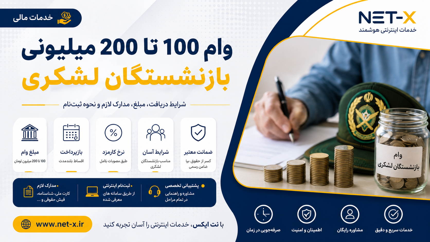 راهنمای دریافت وام ۱۰۰ تا ۲۰۰ میلیون تومانی بازنشستگان لشکری، شرایط ثبت‌نام، مدارک لازم و نحوه دریافت تسهیلات